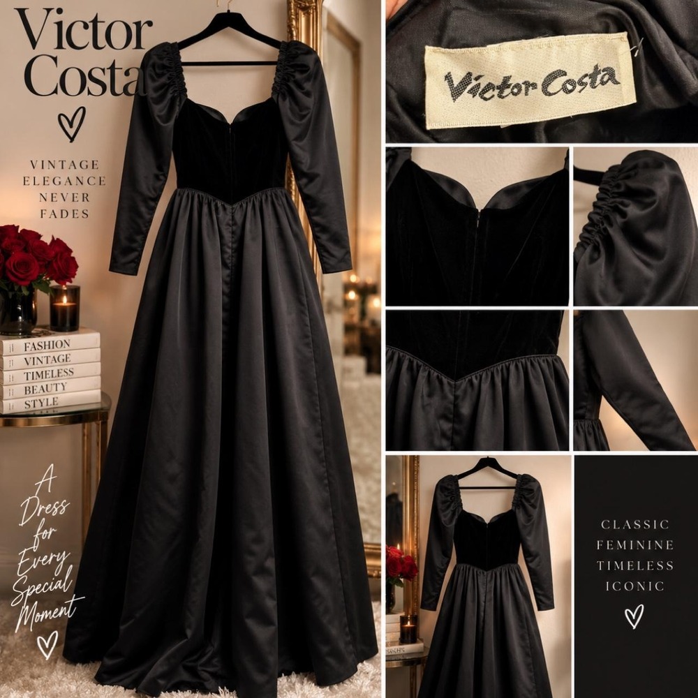 PRISTINE Vintage Victor Costa Velvet & Satin Ballgown with Pockets